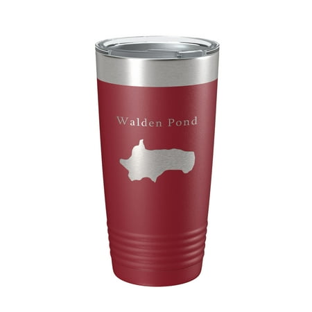 

Walden Pond Tumbler Lake Map Travel Mug Insulated Laser Engraved Coffee Cup Massachusetts 20 oz Maroon