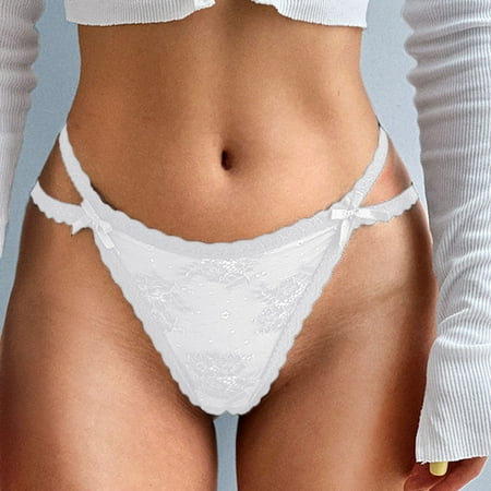 

PEASKJP Hipster Panties for Women High Waisted Cheeky Underwear for Women Lace Bikini Panties Ladies No Show Hipster V-Waist White L