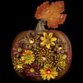 thumbnail image 3 of Northlight LED Lighted Solar Powered Floral Fall Harvest Pumpkin Outdoor Decoration - 8", 3 of 7
