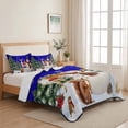 thumbnail image 5 of Quilts Full Size Bedding Set, Blue Christmas Lightweight Quilted Comforter, Snowman Elk Xmas Tree Snowflake Soft Reversible Bedspread Coverlet with Pillow Covers for All Season, 78" x 90", 5 of 9