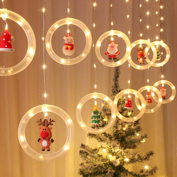 Luces de cortina de Navidad, 3M 100LEDs Luces de cadena de cortina 8 modos de iluminación con temporizador Guirnalda de Navidad 3D Impermeable IP65 Luces Decoración para ventana Balcón Terraza Dormitorio Hogar ER