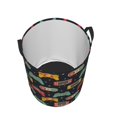 thumbnail image 3 of Balery Retro Video Game Round Laundry Basket with Handles Waterproof Freestanding Laundry Hamper for Clothes Toys in the Dorm and Family-Small, 3 of 8