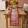 thumbnail image 2 of Valentine's Day Table Runner - 120 Inch Long Red Gnomes Roses Love Wood Grain Brown Cotton and Linen Blended Dress Scarves Farmhouse Table Runner for Kitchen Dining, Coffee Table, 13" x 120", 2 of 8