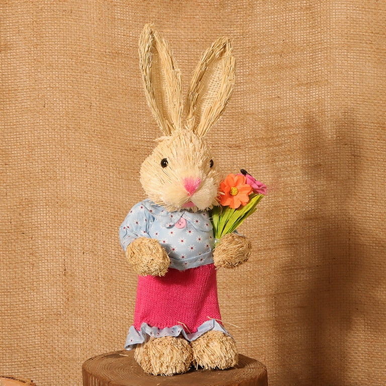 Straw Rabbit Decoration with Clothes Happy Easter Home Garden Wedding  Ornament Photo Props Crafts Bunny - AliExpress