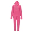 thumbnail image 3 of aohooy Hooded Sweatsuits Women 2 Piece Outfit Hoodie Sweatsuit 2025 Solid Baggy Spring Workout Sets Sweatshirts & Jogger Sweatpants Track Suits Hot Pink,S, 3 of 4