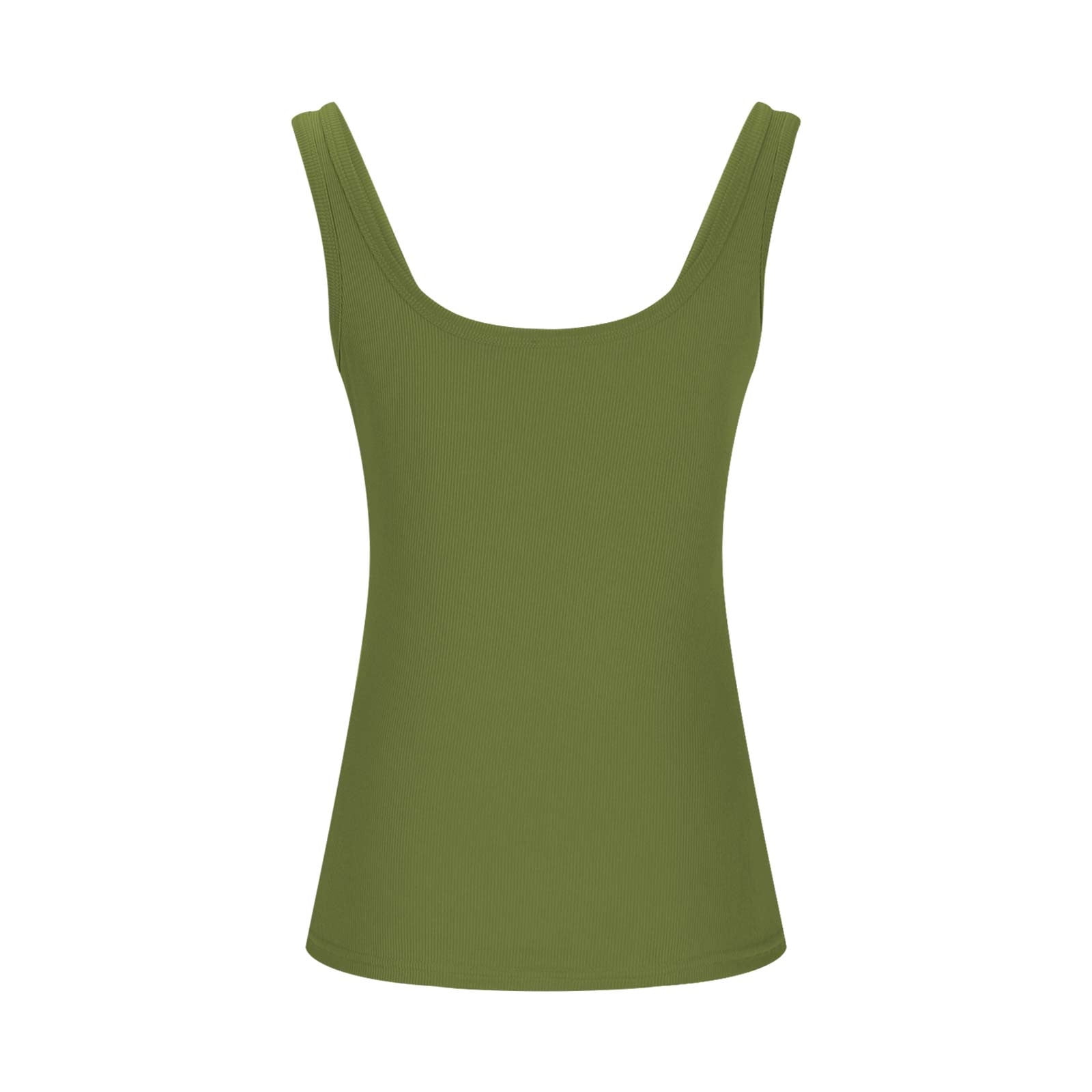 Dezsed Womens Tank Tops U Neck Sleeveless Ribbed Tank Casual Basic Thick Strap Slim Fitted Racerback Shirts Workout Tees Army Green XXXXL