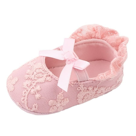

Baby First-Walking Shoes Toddle Footwear Dress Bow Princess Shoes Flower Embroidered Lace Toddler Shoes