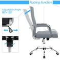 thumbnail image 5 of QRKD Ribbed Office Desk Chair Mid-Back PU Leather Executive Conference Task Chair Adjustable Swivel Chair with Arms (Grey), 5 of 15