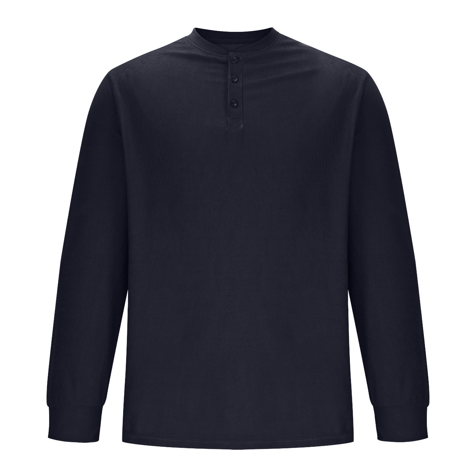 YUGYXL Men's Henley T-Shirts Long Sleeve Pullover Shirt Casual Heavyweight Button Shirts Basic Tees Black M