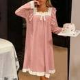 thumbnail image 4 of Censtreet Women's Pajama Dress, Long Sleeve Square Neck Sleepshirt, Loose Nightgown Loungewear, 4 of 6