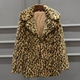 thumbnail image 2 of Faux Fur Coat for Women Fashion Casual Warm Winter Long Lapel Leopard Outwear Jacket White Faux Fur Coat Trench Thick Fleece Jackets Z3-Brown XXXL, 2 of 2