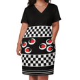 thumbnail image 3 of Vestido holgado con bolsillos y patrón de cuadros en blanco y negro vestidos de novia para fiestas vestido de verano para mujer falda de mujer 2025, 3 of 7