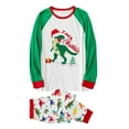 thumbnail image 4 of Family Matching Parent-Child Christmas Pajamas Sets Cartoon Dinosaur Print Long Sleeve T-Shirt + Long Pants Jumpsuit, 4 of 10