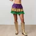 thumbnail image 2 of Women Mardi Gras Sequin Mini Skirts Ruffled Sparkly Colorful Short Skirts High Waist Shiny Glitter Carnival Skirt - Sequin Tiered Skirt Elastic Waist Glitter Ruffled Layered Mini Skirt Purple S, 2 of 6