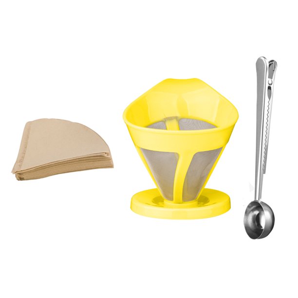 SingleCup Pour over Coffee Brewer with Paper Filter Tool Yellow