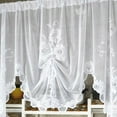 thumbnail image 2 of 1 Panel Floral Embroidery Sheer Lace Curtain Valance Princess Style Embroidered Waterfall Swag Curtain Valance Tier for Kitchen Bathroom Half Window Decoration, 2 of 9