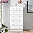thumbnail image 2 of Hassch White Wood Dresser for Bedroom, 51.6" Tall Chest of Drawers with Metal Handles, Vertical Closet Storage Organizers with 7 Drawers, for Bedroom Living Room Hallway, 2 of 7