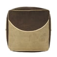 thumbnail image 4 of LR Home Medium Bordered Indoor Square Pouf, Gray/Brown, 20" x 20" x 20", 4 of 7