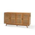 Boho Wooden Rattan Sideboard TV Stand 4 Doors Storage Credenzas