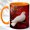 Orange, variant on White Dove Coffee Mug, Red Nature Bird Mug, Ceramic 11 oz
