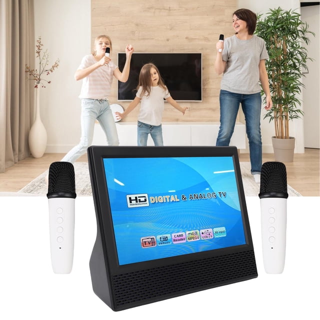 Juego De Micrófonos Inalámbricos Para TV Digital, De Karaoke Portátil De 14 Pulgadas 16:09, Control Remoto Con Batería De Larga Duración Y Antena Para Reuniones