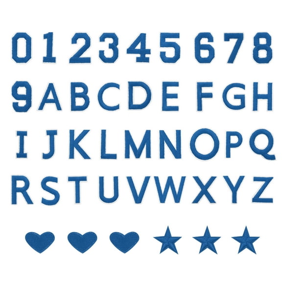 78 Pcs Iron on Letters and Numbers, 2 Inch A-Z Letter Patches and 0-9 Number Patches for Clothing Blue