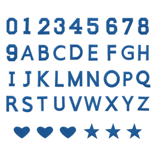 78 Pcs Letras y Números Plancha, Parches de Letras A-Z de 2 Pulgadas y Parches de Números 0-9 para Ropa Azul