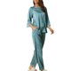 thumbnail image 4 of Conjunto de pijama de satén para mujer INSPIRE CHIC, con mangas 3/4 y pantalones, ropa de dormir, ropa de salón, ropa de noche XL azul, 4 of 5