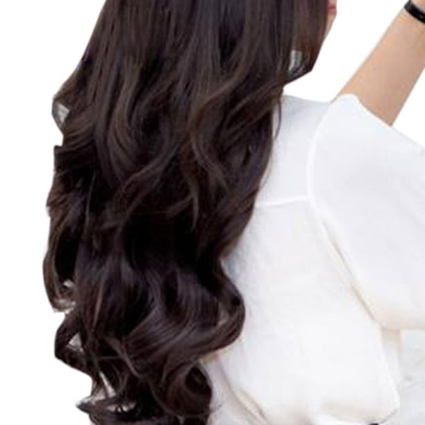 Dark Brown/5 Card One Piece Wig 55Cm New Women Sexy Long Curly Wavy Wig  Clip-on Lady Girl Hair Extension Hairpiece Wigs 