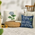 thumbnail image 5 of Blue Hydrangea Spring Summer Throw Pillow Covers, 20 x 20 Inch Today is A Good Day Dark Blue Cushion Case Decoration for Sofa Couch Set of 4, 5 of 6