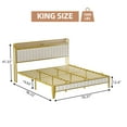 thumbnail image 3 of FOLDLIFE King Bed Frame with Charging Station, LED Bed Frame with Storage Headboard, Upholstered Platform Bed Frame, No Box Spring Needed, Easy Assembly, White＆Gold, 3 of 10