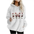 thumbnail image 2 of UPPADA Hooded Sweatshirts for Women Christmas Print Hoodies Santa Claus Print Drawstring Pullover Tops with Pockets camiseta de navidad mujer White,XXXL, 2 of 4