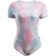 thumbnail image 5 of CutiePlusU Cotton Button Crotch Bodysuits Adult Romper Onesie- Irregular Tie Dye Unisex Pink XS, 5 of 5