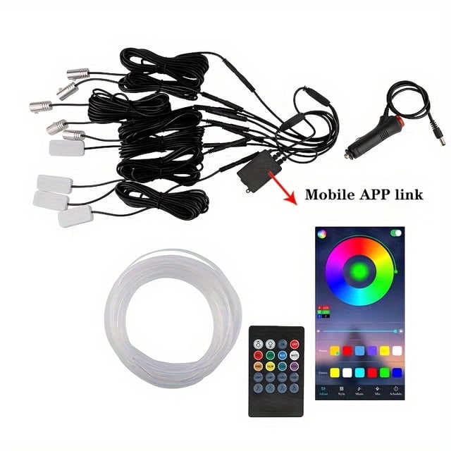 SUTENGDA Car LED Lights Interior Light 9 In 1 Car Ambient Lighting Kits With 236in Fiber Optic APP Control Car Accessories Multicolor RGB Neon Car LED Strip Lights With Music Sync Mode