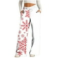 thumbnail image 2 of ClodeEU Women's Christmas Print Sweatpants, Athletic Loose Fit Casual Wide Leg Pants, Pocketed Joggers Multicolor,Womens Plus L, 2 of 5