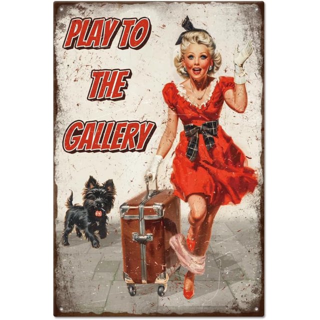 Letrero de hojalata vintage de Pin Up Lady, 8 x 12 pulgadas, estilo retro, para puerta de habitación, divertido letrero de hojalata, pintura en hojalata, póster, decoración de pared para el hogar,