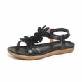thumbnail image 5 of hoksml Women's Floral Applique Flat Sandals, Elastic Ankle Strap Open Toe Shoes for Summer and Casual Wear, 5 of 9