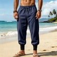 thumbnail image 5 of QSXADF Men's Casual Jogger Pants Loose Drawstring Pants Solid Linen Casual Jogger Pants With Drawstring Waist And Pockets Relaxed Long Mens Casual Trousers, 5 of 6