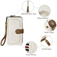 thumbnail image 3 of Cartera TFKGS de piel con bloqueo RFID de gran capacidad para mujer, color beige, 3 of 9