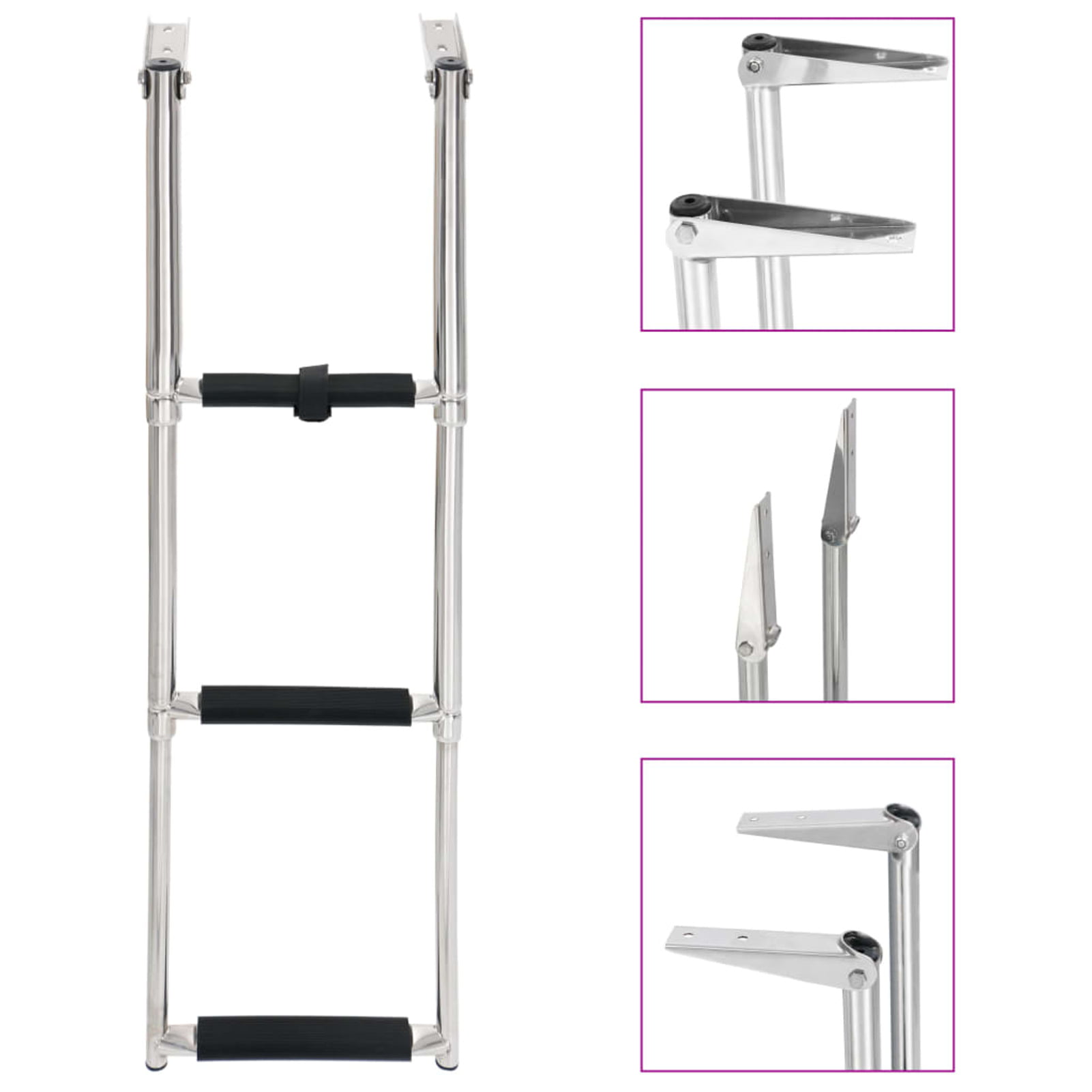 Details about   3 Step Portable Folding Ladder Non Slip Safety Tread Stepladder Commercial Home 