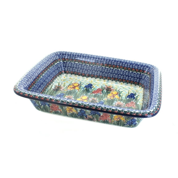 Blue Rose Polish Pottery Gladiolus Medium Rectangular Baker