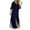 Navy, variant on Summer Maxi Dresses for Women V-Neck Long Sleeve Button Down Shirts Casual loose Side Split Blouse Dress with Pockets