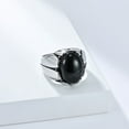 thumbnail image 2 of PAURO Men's Stainless Steel Vintage Tiger Eye Oval Egg Simple Personality Ring Silver Black Stone Size 11, 2 of 4
