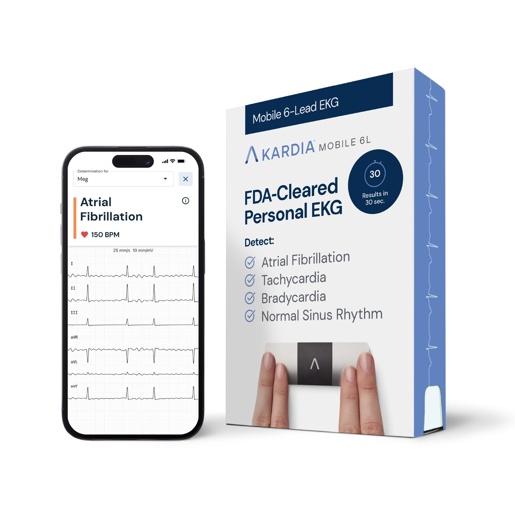 KardiaMobile 6L EKG Heart Monitor, 6-Lead Medical Grade EKG, Displays EKG on Smartphone in 30 seconds, No Subscription Needed, FSA and HSA eligible