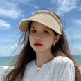 thumbnail image 3 of CoCopeaunts Women's Wide Brim Sun Hats, Pearl Straw Sun Visor Hat Summer UV Protection Beach Cap, Straw Golf Visor Hat for Girls, 3 of 7