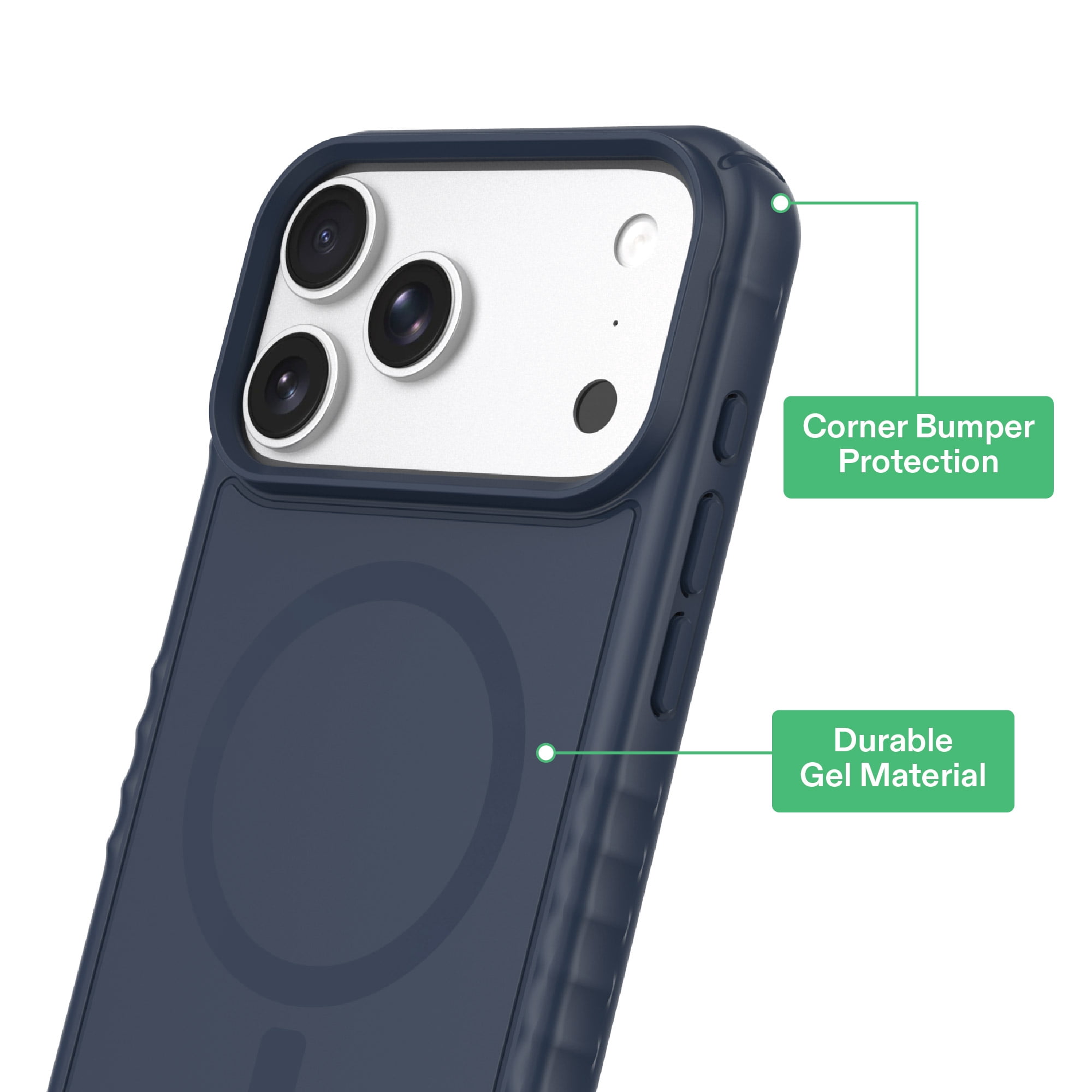 onn Protective Gel Phone Case for iPhone 18 Pro Max / 17 Pro Max, MagSafe Compatible - Blue