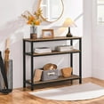 thumbnail image 4 of RONG-3 Industrial Console Table, 3 Tier Entryway Table with Storage Shelves, Narrow Sofa Tables for Living Room, Foyer, Hallway, Entrance, Metal Frame, Rustic Brown, 4 of 8