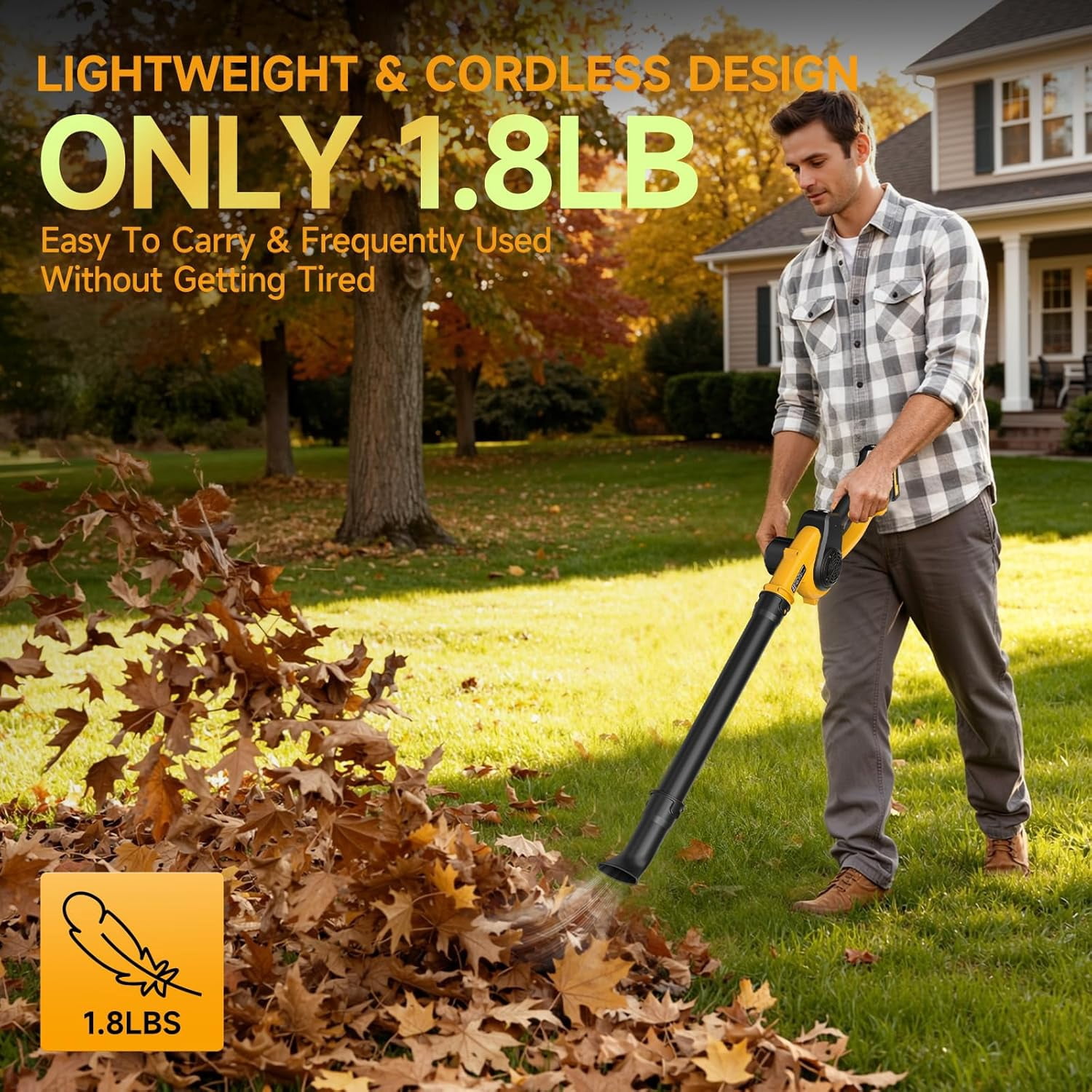 Leaf Blower Cordless with 2 Batteries and Fast Charger, 210 MPH Battery Powered Blower with 3 Nozzles, 3 Speed Modes, Lightweight & Small Electric Leaf Blowers for Lawn Care, House, Leaves, Dust,
