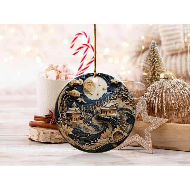 Christmas Ornament, Christmas Decoration, Holiday Gift,Heirloom Keepsake, Round Ceramic, - As Picture - 3-Pack