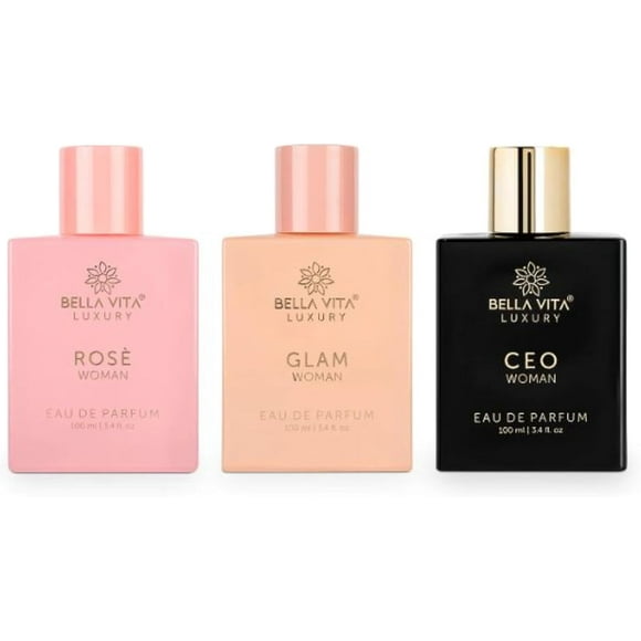 Bella Vita Luxury Best Of Women Perfumes Combo, Pack of 3 Premium Long Lasting EDP Fragrance Scents - Rose, Glam, Ceo Women 100 Ml Each